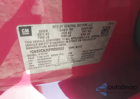 2015 GMC Yukon Denali z USA, uszkodzony, nr VIN 1GKS2CKJ5FR656553